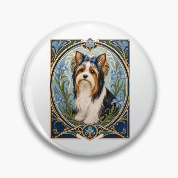 Item preview, Elegant Biewer Terrier Art Nouveau Dog Portrait designed and sold by AntiqueImages.