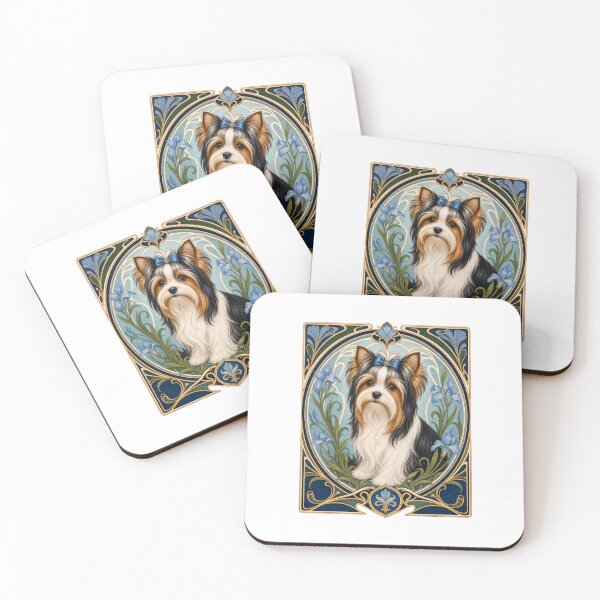 Item preview, Elegant Biewer Terrier Art Nouveau Dog Portrait designed and sold by AntiqueImages.