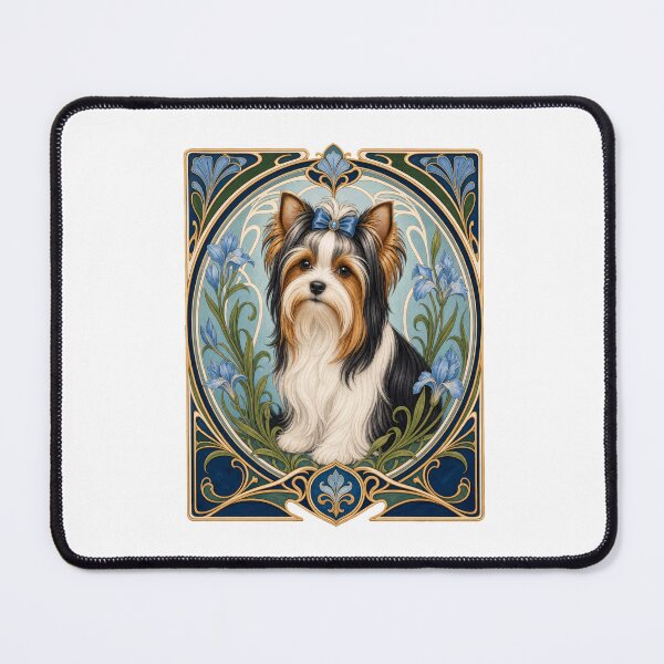 Item preview, Elegant Biewer Terrier Art Nouveau Dog Portrait designed and sold by AntiqueImages.