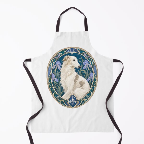Item preview, Art Nouveau Borzoi Dog Iris Floral Portrait designed and sold by AntiqueImages.