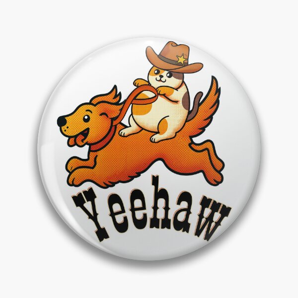 Item preview, Yeehaw Cowboy Cat Riding Golden Retriever Dog designed and sold by SunandShade.