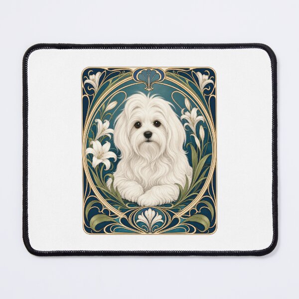 Item preview, Elegant Maltese Dog Art Nouveau Portrait designed and sold by AntiqueImages.