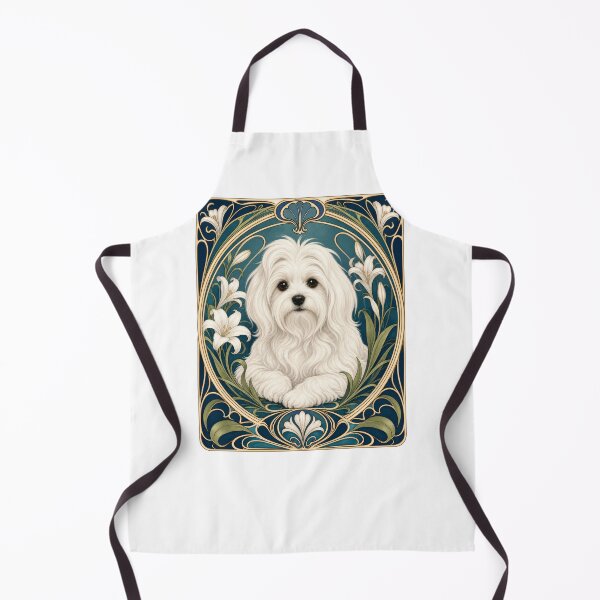 Item preview, Elegant Maltese Dog Art Nouveau Portrait designed and sold by AntiqueImages.
