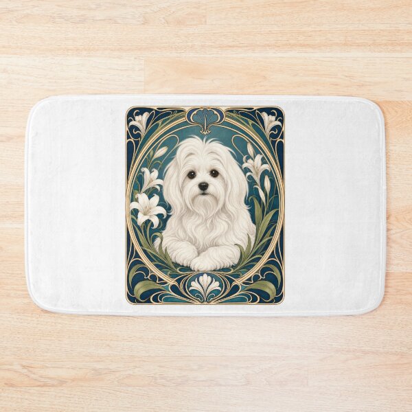Item preview, Elegant Maltese Dog Art Nouveau Portrait designed and sold by AntiqueImages.