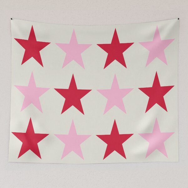 Item preview, Retro Red & Cotton Candy Pink Stars on Cream - Large designed and sold by RachelMacht.