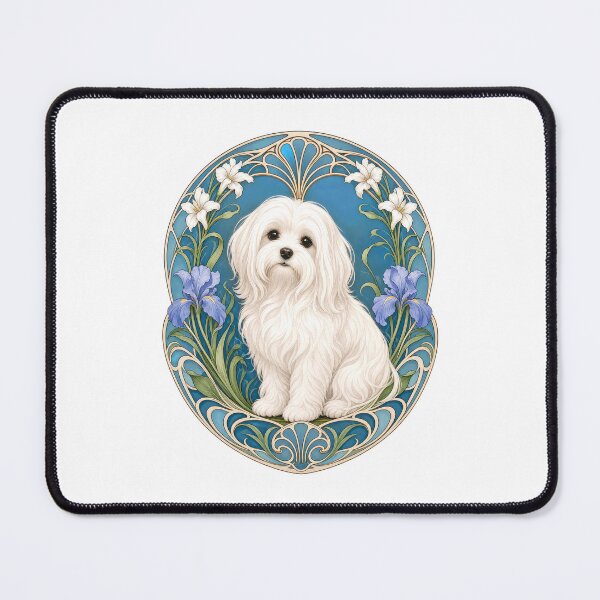 Item preview, Sweet White Maltese Dog Art Nouveau Floral designed and sold by AntiqueImages.