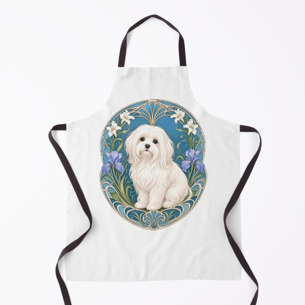 Item preview, Sweet White Maltese Dog Art Nouveau Floral designed and sold by AntiqueImages.