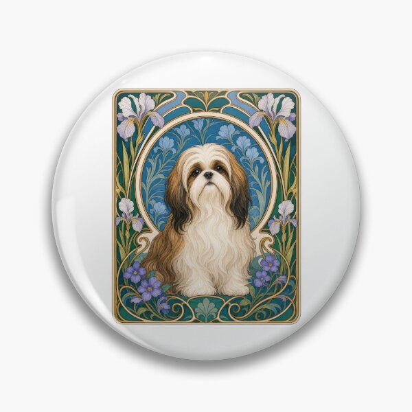 Item preview, Shih Tzu Dog Art Nouveau Elegant Floral designed and sold by AntiqueImages.