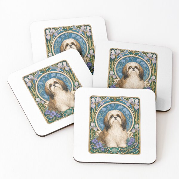 Item preview, Shih Tzu Dog Art Nouveau Elegant Floral designed and sold by AntiqueImages.