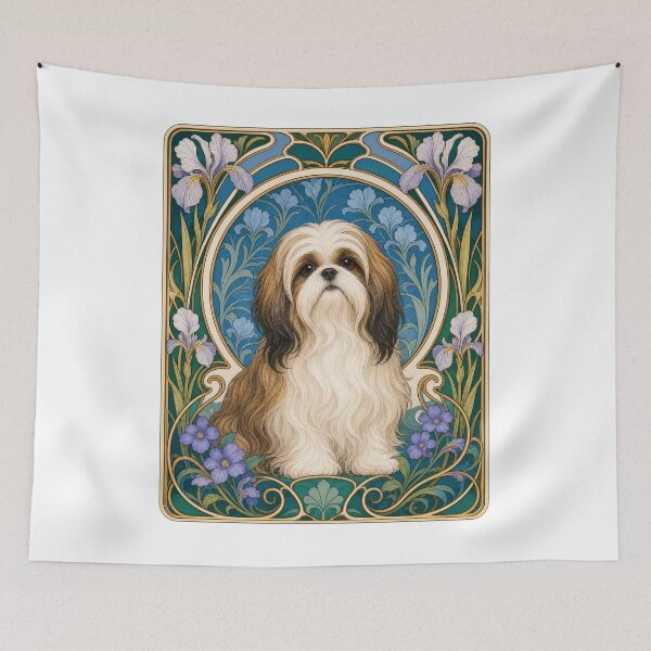 Item preview, Shih Tzu Dog Art Nouveau Elegant Floral designed and sold by AntiqueImages.