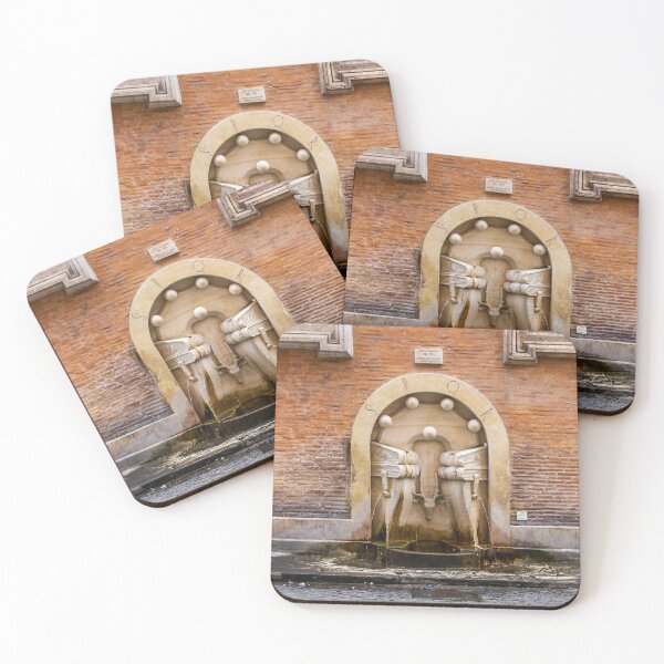 Item preview, Historic Roman Wall Fountain With Stone Spouts and Brick Facade in City Street designed and sold by Nmallia.