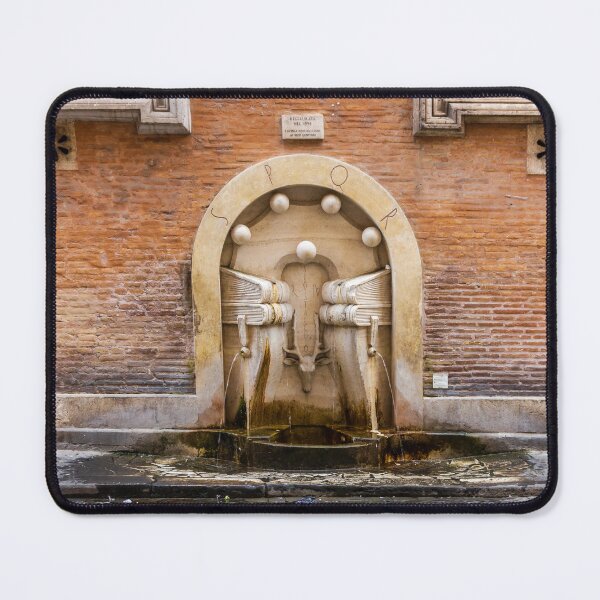 Item preview, Historic Roman Wall Fountain With Stone Spouts and Brick Facade in City Street designed and sold by Nmallia.