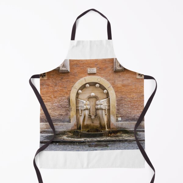 Item preview, Historic Roman Wall Fountain With Stone Spouts and Brick Facade in City Street designed and sold by Nmallia.