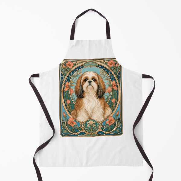 Item preview, Art Nouveau Shih Tzu Dog Floral Portrait designed and sold by AntiqueImages.