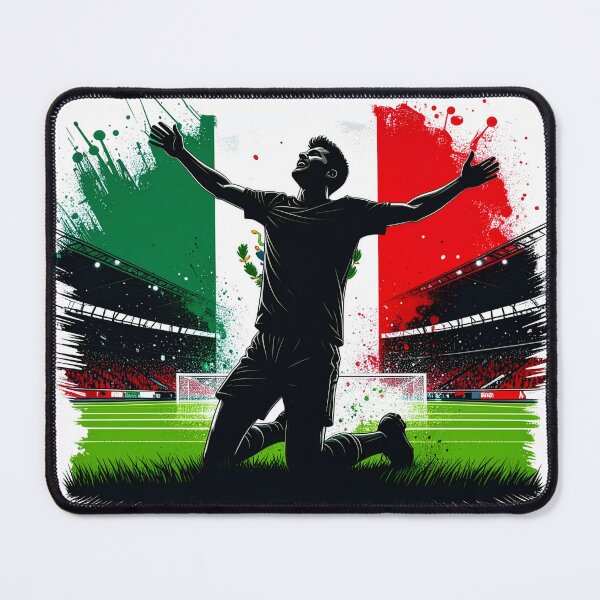 Item preview, Mexico Soccer Player Art — Mexican Football Flag Action Fan Print designed and sold by icemanphotos.