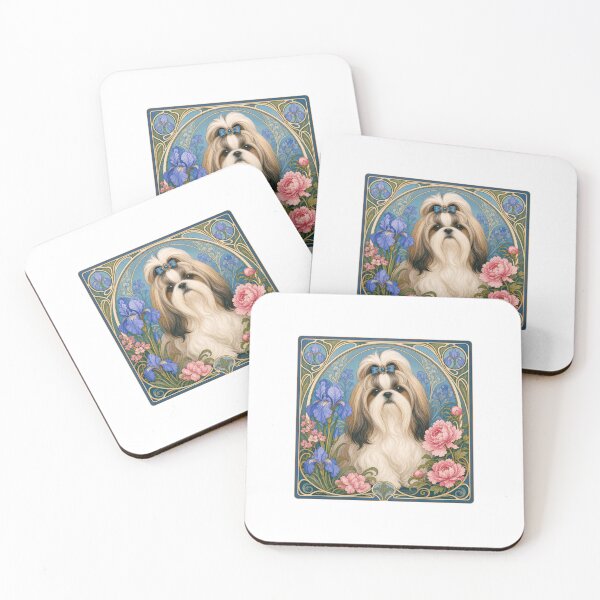 Item preview, Shih Tzu Dog Art Nouveau Floral Design designed and sold by AntiqueImages.