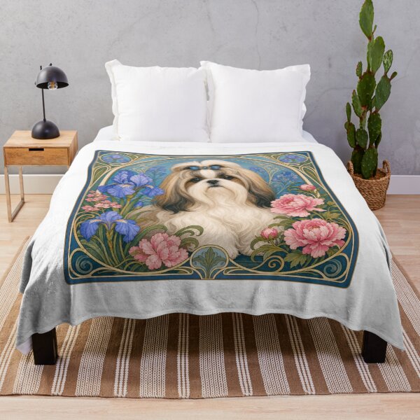 Item preview, Shih Tzu Dog Art Nouveau Floral Design designed and sold by AntiqueImages.