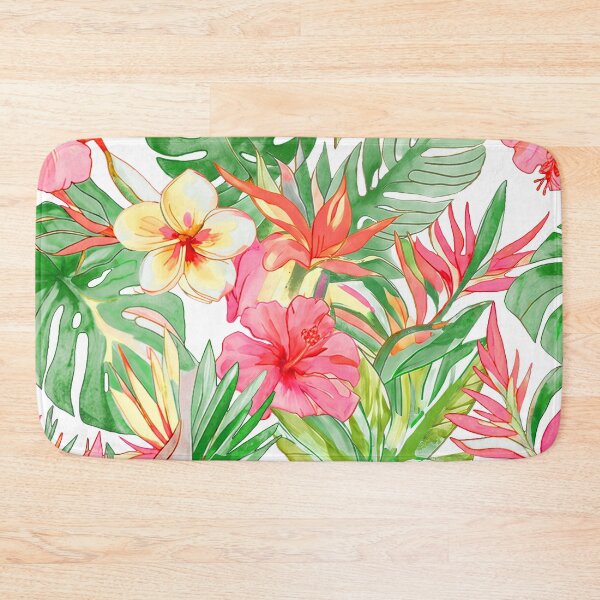 Item preview, Hawaiian Watercolor Floral n Foliage Pink Hibiscus designed and sold by PixDezines.