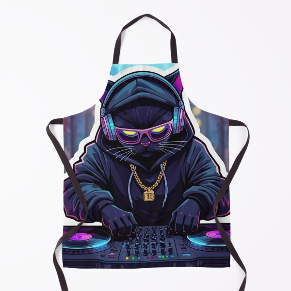 Item preview, DJ Cat Vibes Sticker – Cool Neon Music Lover Cat DJ Graphic designed and sold by MAStrends.