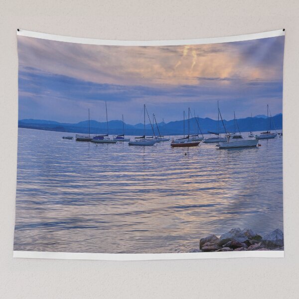 Item preview, Bardolino Blue Hour with silhouetted Yachts designed and sold by Violaman.