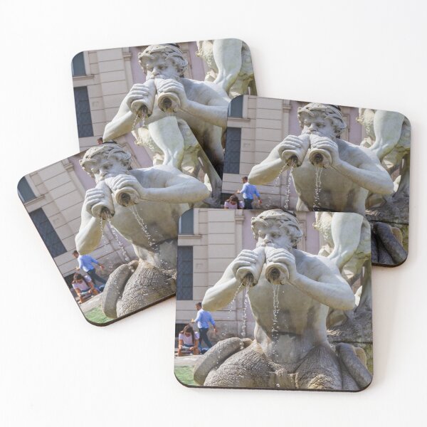 Item preview, Marble Fountain Statue Spouting Water With Pigeons Perched on Head and Basin designed and sold by Nmallia.