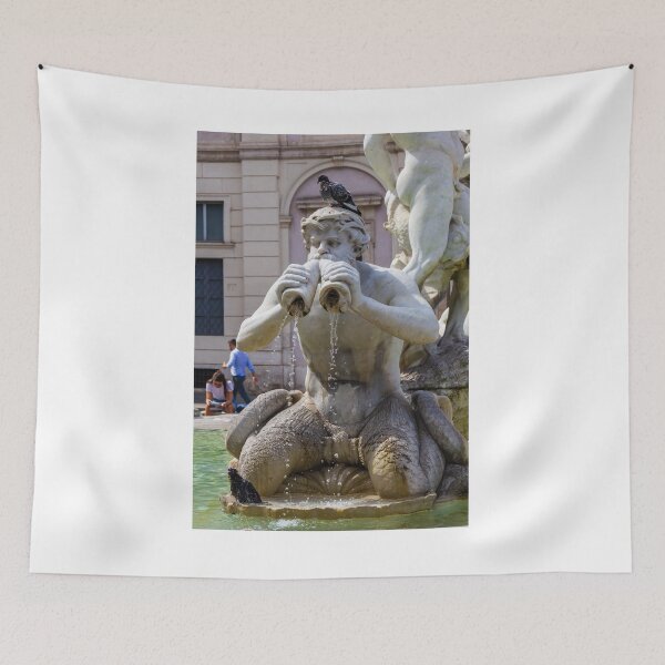 Item preview, Marble Fountain Statue Spouting Water With Pigeons Perched on Head and Basin designed and sold by Nmallia.