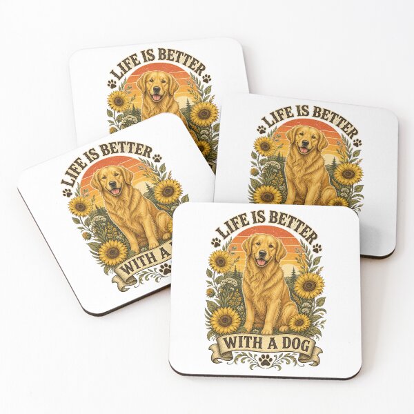 Item preview, Life Is Better With a Dog Golden Retriever Sunflower Design designed and sold by CatalystAI.