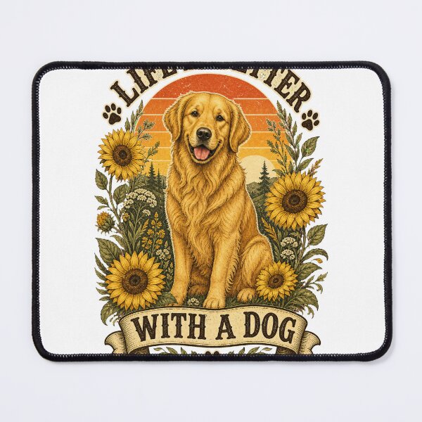 Item preview, Life Is Better With a Dog Golden Retriever Sunflower Design designed and sold by CatalystAI.