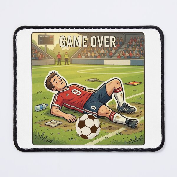 Item preview, Game Over Football Sticker | Tired Soccer Player Meme | Funny Sports Exhaustion Desig designed and sold by Pandey14.