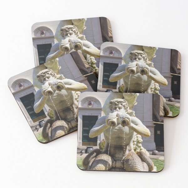 Item preview, Marble Fountain Statue Spouting Water With Pigeons Perched on Head and Basin designed and sold by Nmallia.