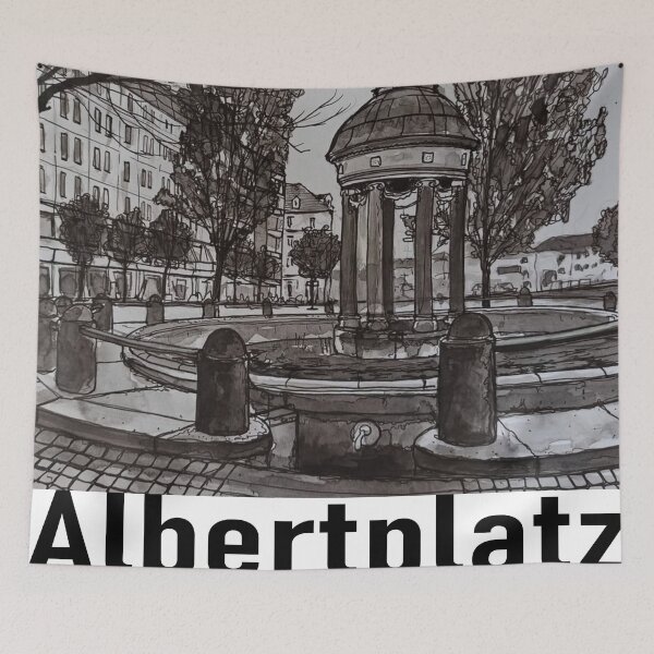 Item preview, Artesian well at Albertplatz – Dresden Neustadt Ink Drawing 2 designed and sold by UMA Urban Sketch.