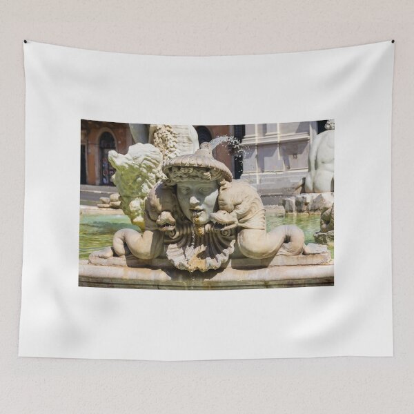 Item preview,  Ornate Stone Fountain Sculpture With Mythical Dolphin Heads Spouting Water in Historic European Square designed and sold by Nmallia.