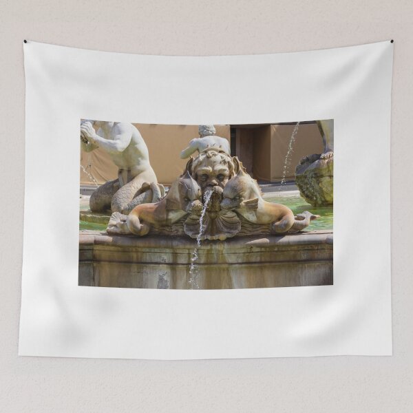 Item preview,  Ornate Stone Fountain Sculpture With Mythical Dolphin Heads Spouting Water in Historic European Square designed and sold by Nmallia.