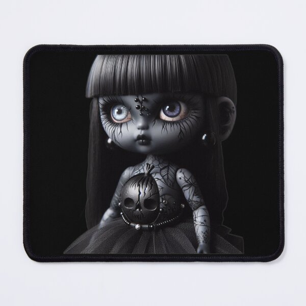 Item preview, Gothic Porcelain Doll with Spiderweb Tattoos and Skull Apple designed and sold by LujziWorld.