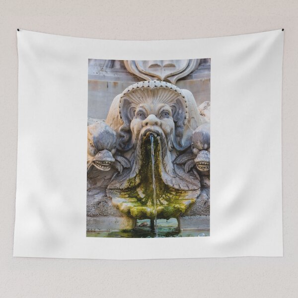 Item preview, Ornate Stone Fountain Sculpture With Mythical Dolphin Heads Spouting Water in Historic European Square designed and sold by Nmallia.