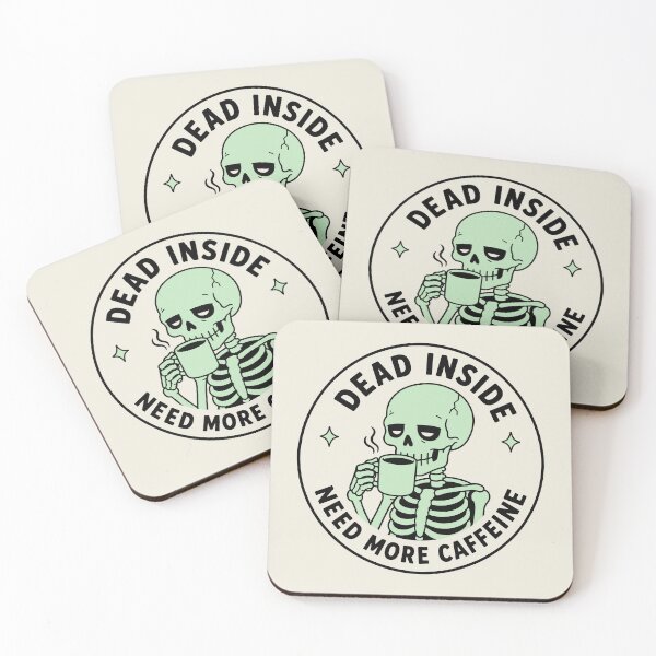 Item preview, Mint Green Skeleton Drinking Coffee Funny Dead But Caffeinated Design designed and sold by American Spirit.