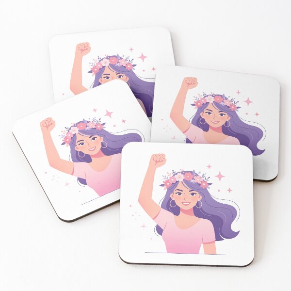 Item preview, Empowering Woman Fist Raise Floral Crown Illustration designed and sold by WonderDokkan.