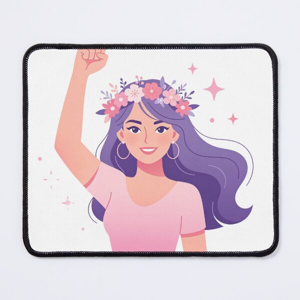 Item preview, Empowering Woman Fist Raise Floral Crown Illustration designed and sold by WonderDokkan.