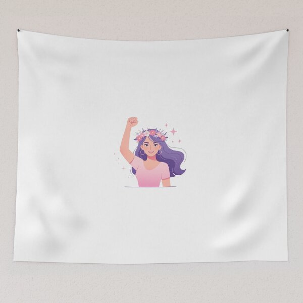 Item preview, Empowering Woman Fist Raise Floral Crown Illustration designed and sold by WonderDokkan.