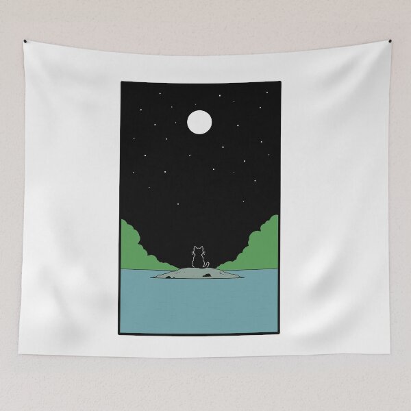 Item preview, Moonlit Cat By The Lake designed and sold by ChocoMellowCo.