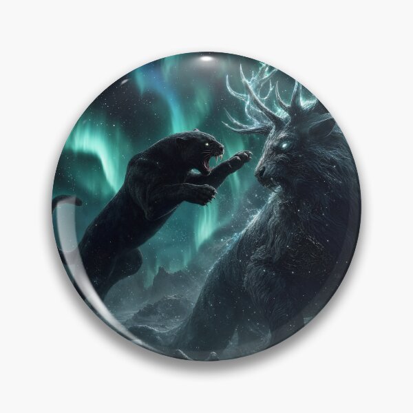 Item preview, Shadow Panther vs. Wendigo Beast | Magical Green Flames Illustration designed and sold by CozyAnimalArt.