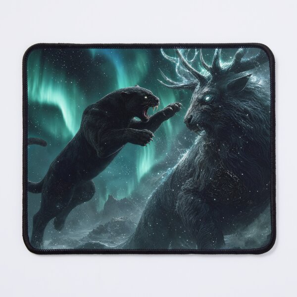 Item preview, Shadow Panther vs. Wendigo Beast | Magical Green Flames Illustration designed and sold by CozyAnimalArt.