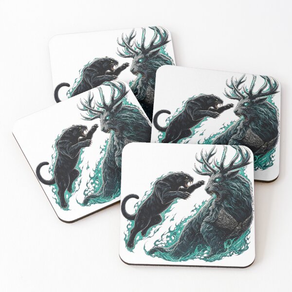 Item preview, Shadow Panther vs. Wendigo Beast | Magical Green Flames Illustration designed and sold by Spoofy Don`t fit in. Stand out.