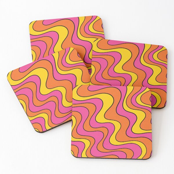 Item preview, 70s Retro Swirl Wave Pattern Hot Pink Orange Yellow Design designed and sold by DjFreeq.