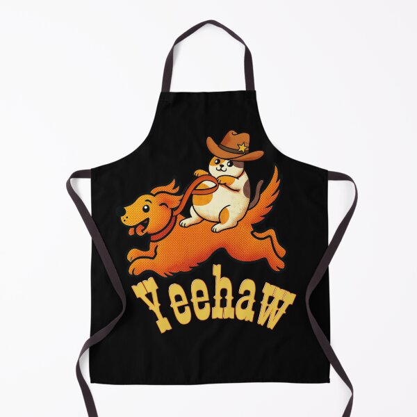 Item preview, Yeehaw Cowboy Cat Riding Golden Retriever Dog | Light Text Edition designed and sold by SunandShade.