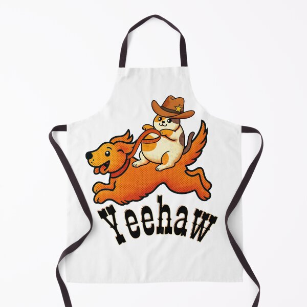Item preview, Yeehaw Cowboy Cat Riding Golden Retriever Dog | Dark Text Edition designed and sold by SunandShade.