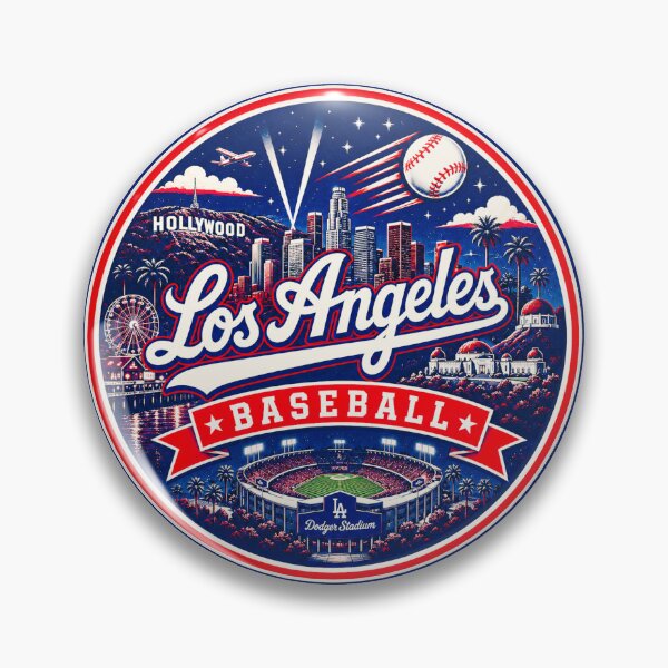 Item preview, Los Angeles Baseball Red Navy City Badge designed and sold by TKOprintdesigns.
