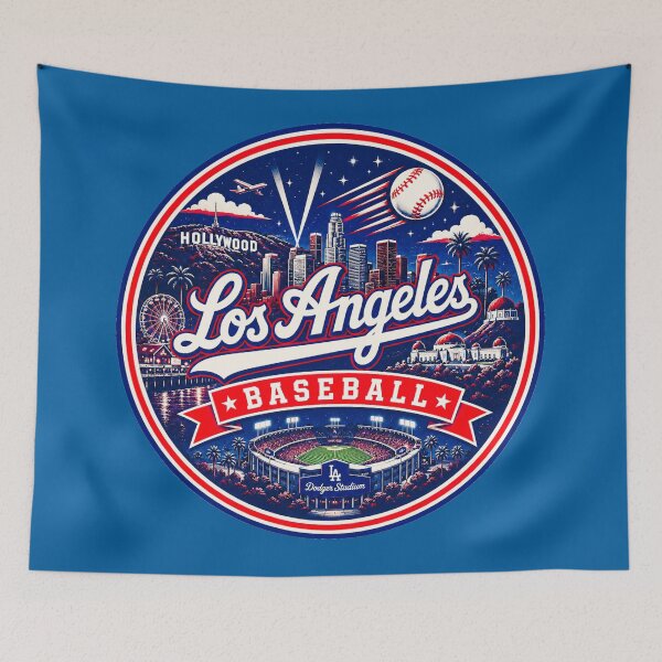 Item preview, Los Angeles Baseball Red Navy City Badge designed and sold by TKOprintdesigns.