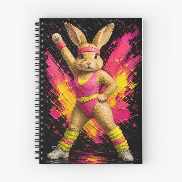 Item preview, Energetic Retro 1980s Aerobic Rabbit Neon Aesthetic Art designed and sold by Vista Atelier.