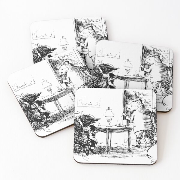Item preview, Mole and Rat - Wind in the Willows - Art Nouveau Illustration Anthropomorphic Mice Scene for Storybook Art Lovers designed and sold by RickE.